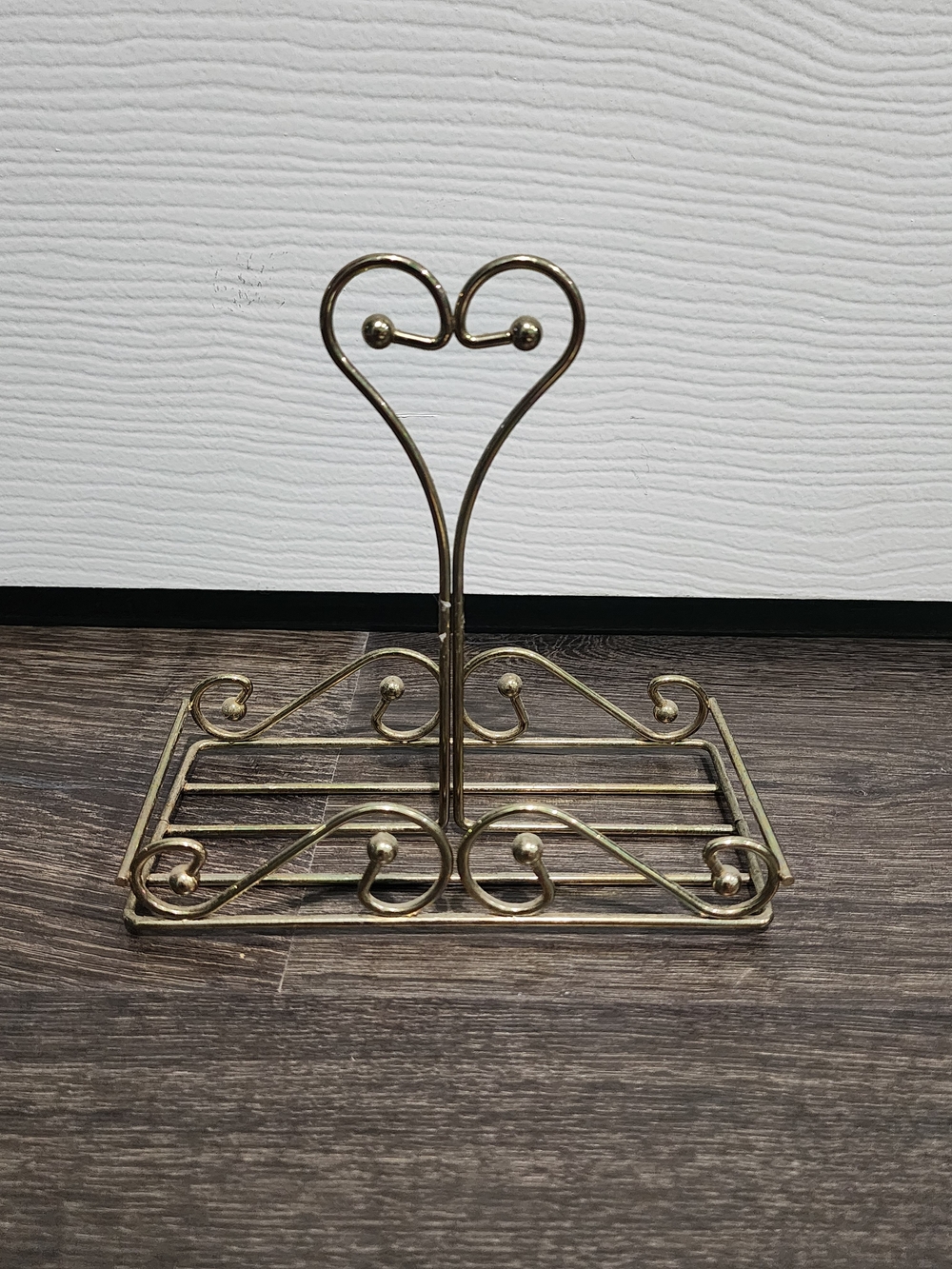 Vintage Modern Gold Brass heart Display tray